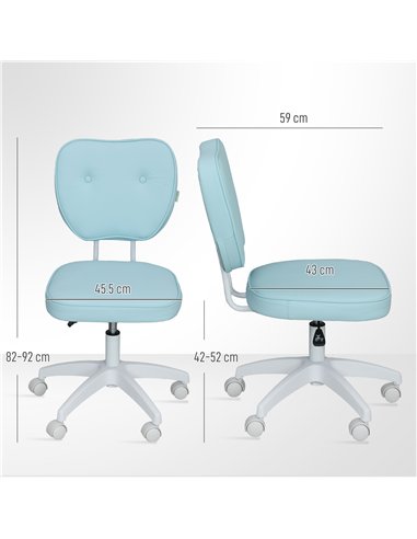 Vinsetto Vanity Office Chair, PU Leather Computer Chair for Home, with Adjustable Height, Armless, Swivel Wheels, Blue