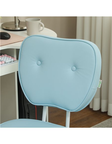 Vinsetto Vanity Office Chair, PU Leather Computer Chair for Home, with Adjustable Height, Armless, Swivel Wheels, Blue