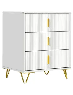 HOMCOM Elegant Chest of Three Drawers - White/Gold-Tone