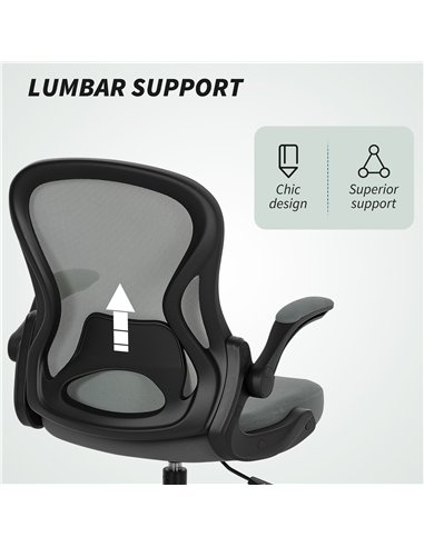 Vinsetto Drafting Chair, Ergonomic Tall Office Chair with Flip-up Armrests, Mesh Back, Lumbar Support, Adjustable Height and Foo