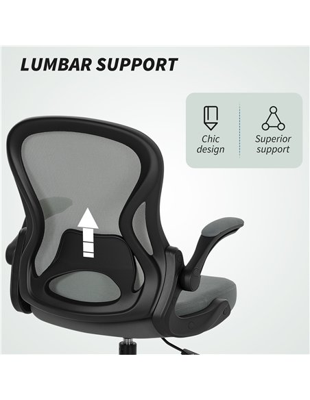 Vinsetto Drafting Chair, Ergonomic Tall Office Chair with Flip-up Armrests, Mesh Back, Lumbar Support, Adjustable Height and Foo