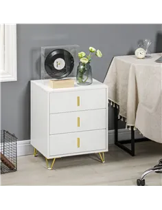 HOMCOM Elegant Chest of Three Drawers - White/Gold-Tone 2