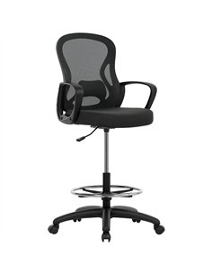 Vinsetto Drafting Chair with Adjustable Footrest, Ergonomic Mesh Office Chair with Lumbar Support, Adjustable Height for Standin