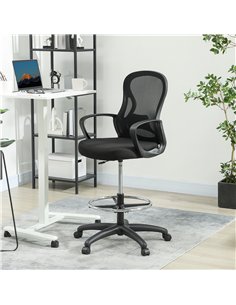 Vinsetto Drafting Chair with Adjustable Footrest, Ergonomic Mesh Office Chair with Lumbar Support, Adjustable Height for Standin 2