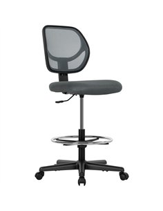Vinsetto Ergonomic Mesh Standing Desk Chair with Adjustable Footrest Ring and Seat Height Charcoal Grey