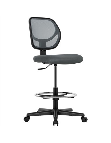 Vinsetto Ergonomic Mesh Standing Desk Chair with Adjustable Footrest Ring and Seat Height Charcoal Grey