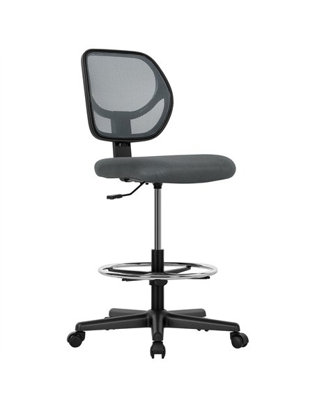 Vinsetto Ergonomic Mesh Standing Desk Chair with Adjustable Footrest Ring and Seat Height Charcoal Grey
