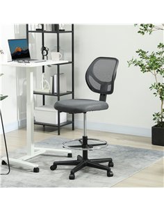 Vinsetto Ergonomic Mesh Standing Desk Chair with Adjustable Footrest Ring and Seat Height Charcoal Grey 2