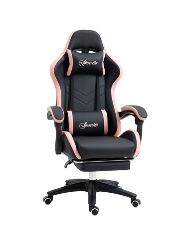 Vinsetto Computer Gaming Chair, PU Leather Office Desk Chair with Footrest, Swivel Wheels, 135° Reclining Back, Lumbar Support, 