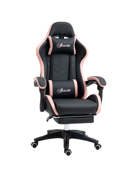 Vinsetto Computer Gaming Chair, PU Leather Office Desk Chair with Footrest, Swivel Wheels, 135° Reclining Back, Lumbar Support, 