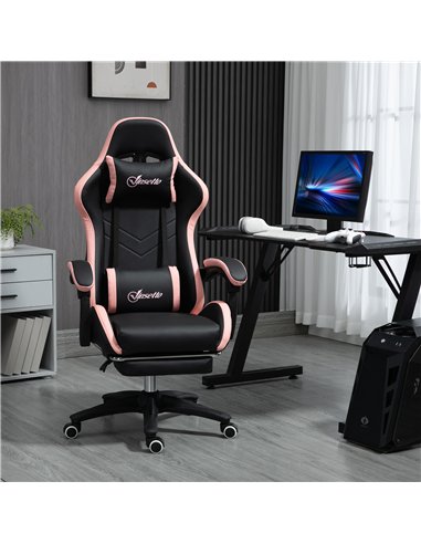 Vinsetto Computer Gaming Chair, PU Leather Office Desk Chair with Footrest, Swivel Wheels, 135° Reclining Back, Lumbar Support, 