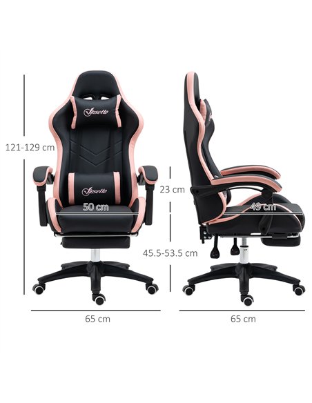 Vinsetto Computer Gaming Chair, PU Leather Office Desk Chair with Footrest, Swivel Wheels, 135° Reclining Back, Lumbar Support, 