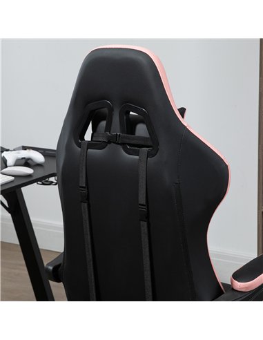 Vinsetto Computer Gaming Chair, PU Leather Office Desk Chair with Footrest, Swivel Wheels, 135° Reclining Back, Lumbar Support, 