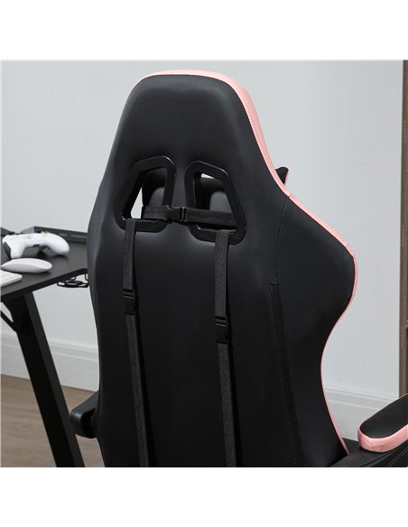 Vinsetto Computer Gaming Chair, PU Leather Office Desk Chair with Footrest, Swivel Wheels, 135° Reclining Back, Lumbar Support, 