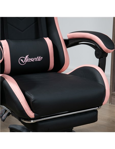 Vinsetto Computer Gaming Chair, PU Leather Office Desk Chair with Footrest, Swivel Wheels, 135° Reclining Back, Lumbar Support, 