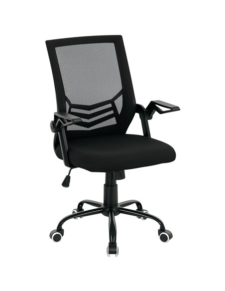 Vinsetto Mesh Office Chair, Computer Desk Chair with Flip-up Armrests, Lumbar Back Support and Swivel Wheels, Black