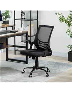 Vinsetto Mesh Office Chair, Computer Desk Chair with Flip-up Armrests, Lumbar Back Support and Swivel Wheels, Black 2