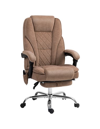 Vinsetto Massage Office Chair, Heated Reclining Computer Chair with Adjustable Height and Footrest, Brown