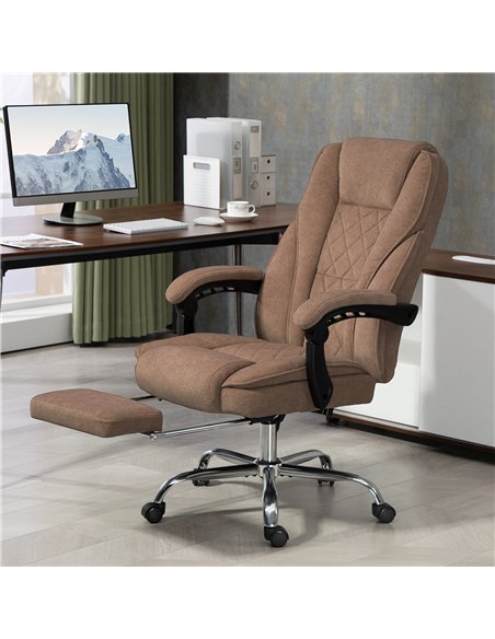 Vinsetto Massage Office Chair, Heated Reclining Computer Chair with Adjustable Height and Footrest, Brown