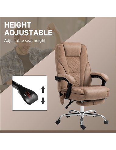 Vinsetto Massage Office Chair, Heated Reclining Computer Chair with Adjustable Height and Footrest, Brown