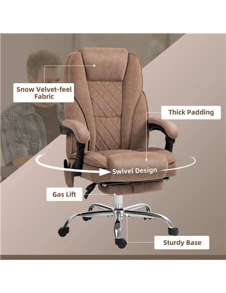 Vinsetto Massage Office Chair, Heated Reclining Computer Chair with Adjustable Height and Footrest, Brown