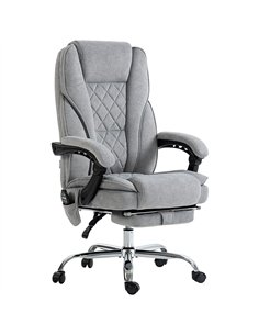 Vinsetto Massage Office Chair, Heated Reclining Computer Chair with Adjustable Height and Footrest, Grey