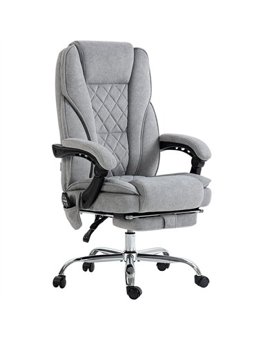 Vinsetto Massage Office Chair, Heated Reclining Computer Chair with Adjustable Height and Footrest, Grey