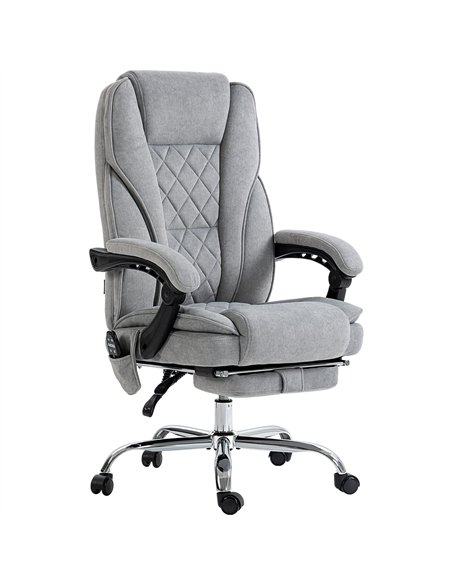 Vinsetto Massage Office Chair, Heated Reclining Computer Chair with Adjustable Height and Footrest, Grey