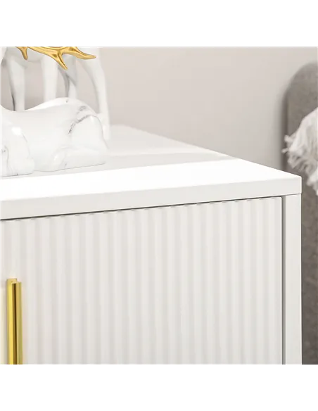 HOMCOM Elegant Chest of Three Drawers - White/Gold-Tone