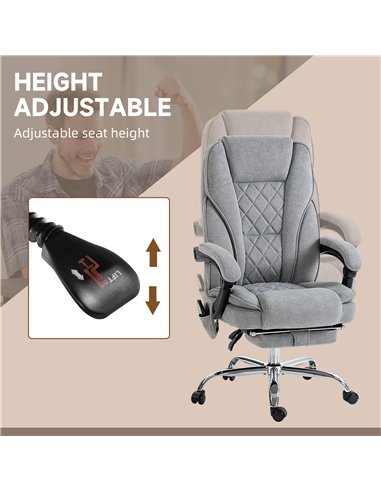 Vinsetto Massage Office Chair, Heated Reclining Computer Chair with Adjustable Height and Footrest, Grey