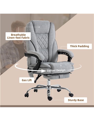 Vinsetto Massage Office Chair, Heated Reclining Computer Chair with Adjustable Height and Footrest, Grey