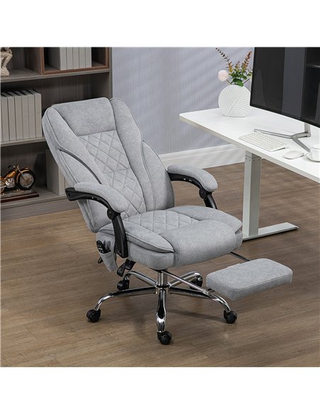 Vinsetto Massage Office Chair, Heated Reclining Computer Chair with Adjustable Height and Footrest, Grey