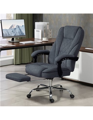 Vinsetto Massage Office Chair, Heated Reclining Computer Chair with Adjustable Height and Footrest, Dark Grey