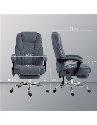 Vinsetto Massage Office Chair, Heated Reclining Computer Chair with Adjustable Height and Footrest, Dark Grey