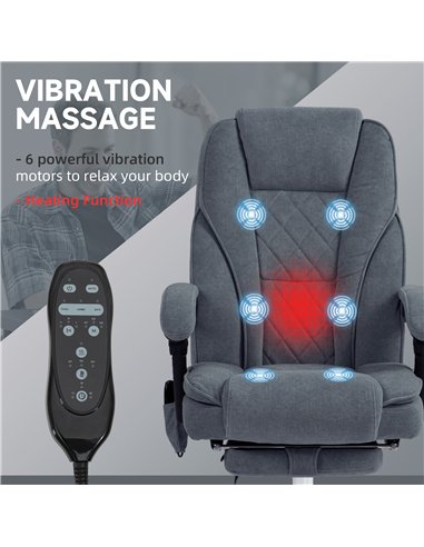 Vinsetto Massage Office Chair, Heated Reclining Computer Chair with Adjustable Height and Footrest, Dark Grey