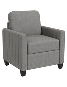 HOMCOM Modern Boxy Linen-Look Armchair - Light Grey