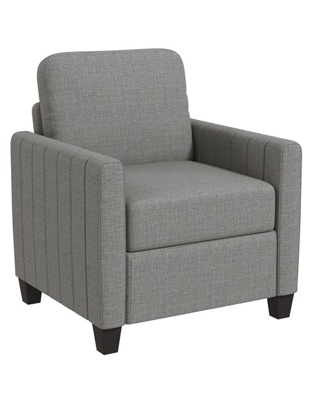 HOMCOM Modern Boxy Linen-Look Armchair - Light Grey