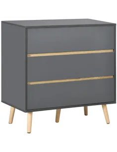HOMCOM Drawer Chest, 3-Drawer Storage Organiser for Bedroom, Living Room, 80cmx40cmx80cm, Dark Grey