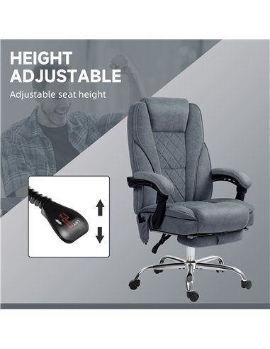 Vinsetto Massage Office Chair, Heated Reclining Computer Chair with Adjustable Height and Footrest, Dark Grey