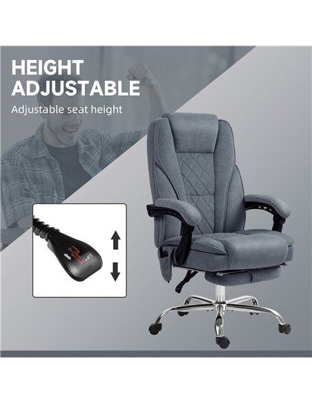 Vinsetto Massage Office Chair, Heated Reclining Computer Chair with Adjustable Height and Footrest, Dark Grey
