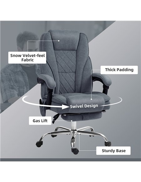 Vinsetto Massage Office Chair, Heated Reclining Computer Chair with Adjustable Height and Footrest, Dark Grey