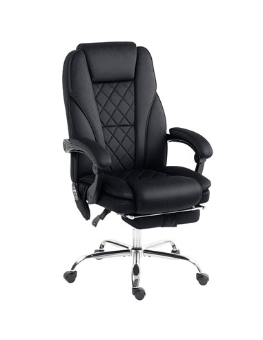 Vinsetto Massage Office Chair, Heated Reclining Computer Chair with Adjustable Height and Footrest, Black