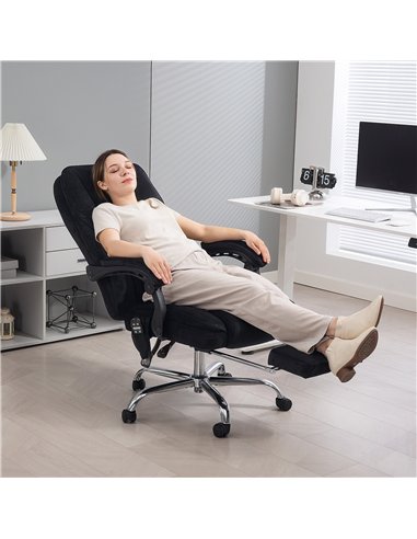 Vinsetto Massage Office Chair, Heated Reclining Computer Chair with Adjustable Height and Footrest, Black