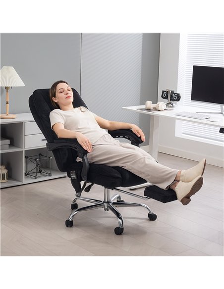 Vinsetto Massage Office Chair, Heated Reclining Computer Chair with Adjustable Height and Footrest, Black