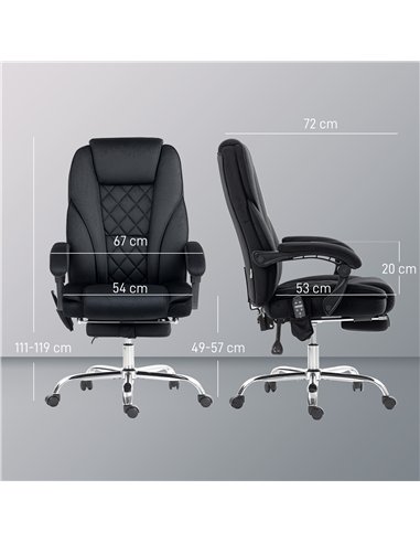 Vinsetto Massage Office Chair, Heated Reclining Computer Chair with Adjustable Height and Footrest, Black