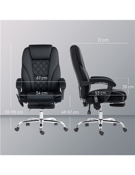Vinsetto Massage Office Chair, Heated Reclining Computer Chair with Adjustable Height and Footrest, Black