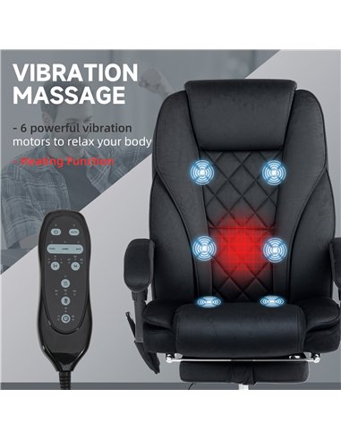 Vinsetto Massage Office Chair, Heated Reclining Computer Chair with Adjustable Height and Footrest, Black