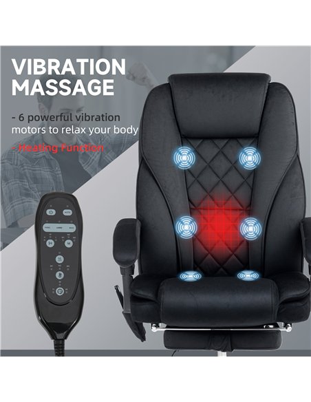 Vinsetto Massage Office Chair, Heated Reclining Computer Chair with Adjustable Height and Footrest, Black