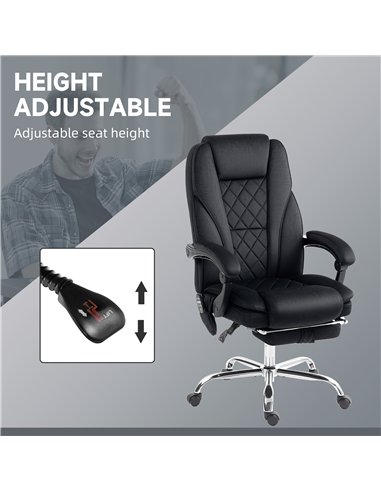 Vinsetto Massage Office Chair, Heated Reclining Computer Chair with Adjustable Height and Footrest, Black