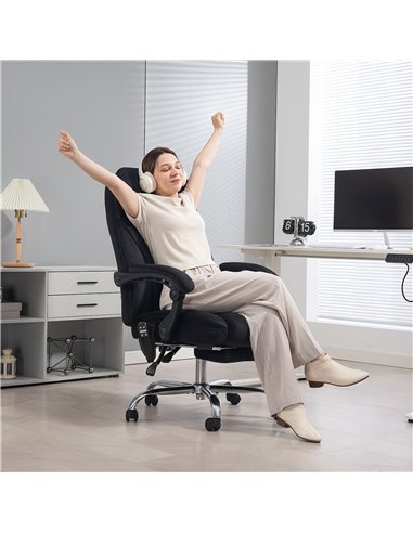 Vinsetto Massage Office Chair, Heated Reclining Computer Chair with Adjustable Height and Footrest, Black